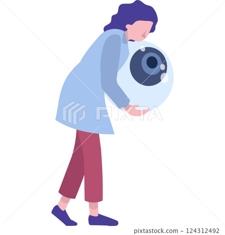 Doctor holds human eye vector ophthalmologist icon Doctor holds human eye vector ophthalmologist icon 124312492