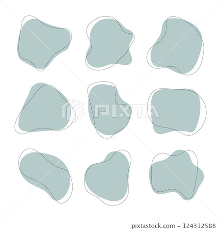 A set of irregular soft-edged abstract shapes in pastel tones. Perfect for digital backgrounds and graphic design. 124312588