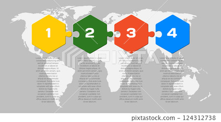 Puzzle diagram infographic process on 4 steps Puzzle diagram infographic process on 4 steps 124312738