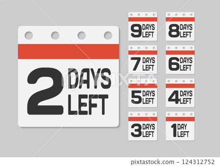 Countdown daily page calendar icon - 2 days left 124312752