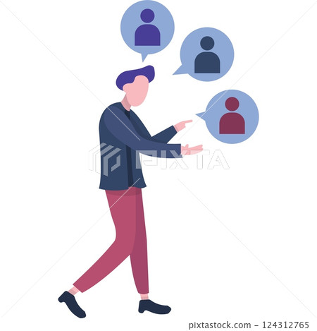 Man and online community group vector icon Man and online community group vector icon 124312765