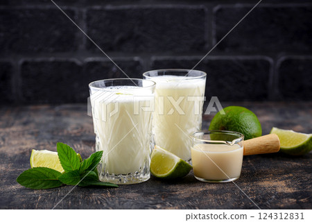 Brazilian white lemonade or limeade. Brazilian white lemonade or limeade. 124312831