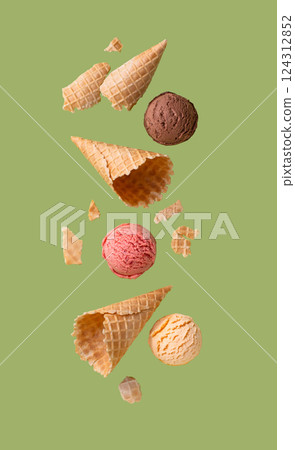 Ice cream ball isolated on color background 124312852