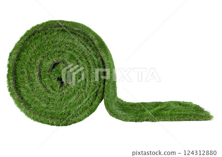 Artificial Turf Roll on White Background 124312880