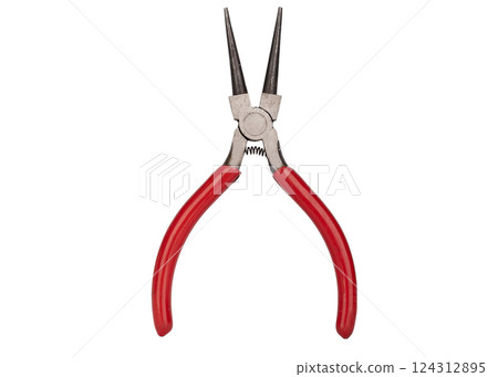 Round Nose Pliers with Red Handles Isolated Round Nose Pliers with Red Handles Isolated 124312895