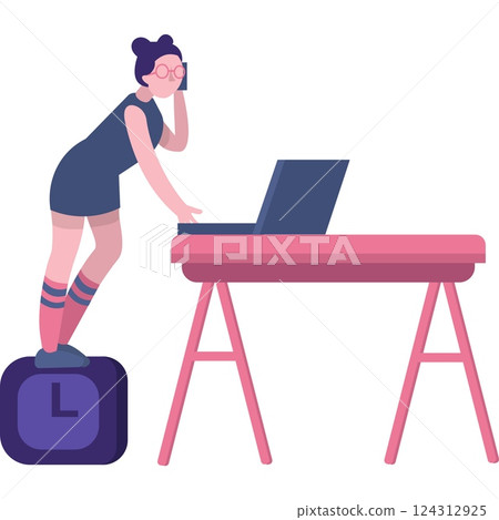 Woman office manager at workplace vector icon Woman office manager at workplace vector icon 124312925