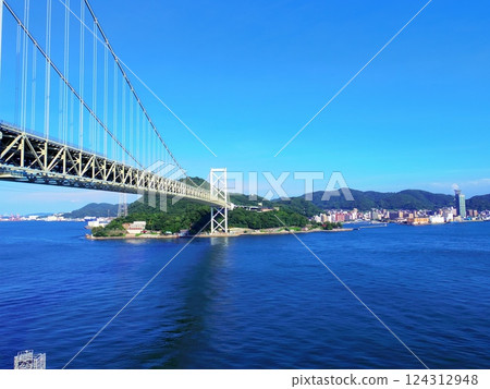 Kanmon Bridge as seen from Shimonoseki City, Yamaguchi Prefecture Kanmon Bridge as seen from Shimonoseki City, Yamaguchi Prefecture 124312948