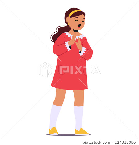 Experienced little girl child cartoon character singing son having vocal artistic performance 124313090