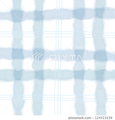 Light Blue Plaid Gingham Hand Drawn Background Pattern Overlay 124313239
