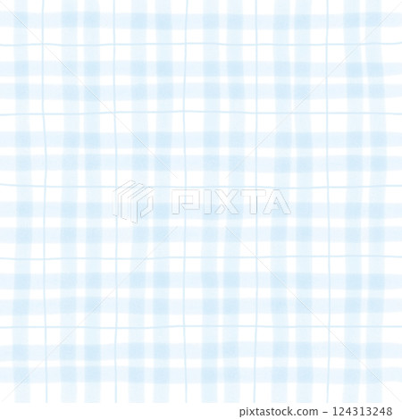 Light Blue Plaid Gingham Hand Drawn Background Pattern Overlay 124313248
