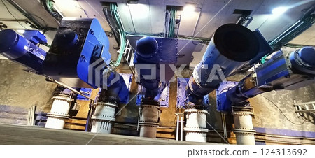 Powerful Industrial Machinery in Underground Facility 124313692