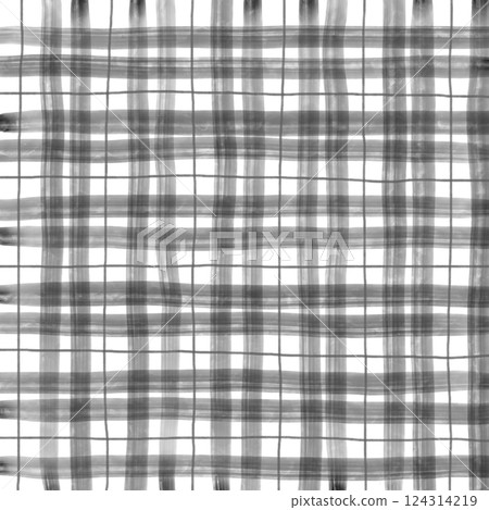 Black Plaid Gingham Hand Drawn Background Pattern Overlay 124314219