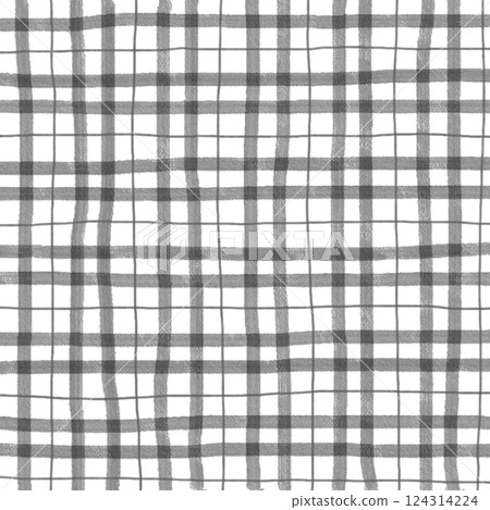 Black Plaid Gingham Hand Drawn Background Pattern Overlay 124314224
