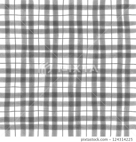 Black Plaid Gingham Hand Drawn Background Pattern Overlay 124314225
