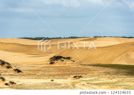 Dunes and lagoons of Vassouras, Lencois Maranhenses, Barreirinhas, Brazil. White sand dunes with pools of fresh water Dunes and lagoons of Vassouras, Lencois Maranhenses, Barreirinhas, Brazil. White sand dunes with pools of fresh water 124314633
