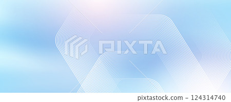 Digital futuristic technology concept with hexagons. Digital hexagonal blue abstract background. Geometric stripe line art design for poster, brochure, cover, banner, website, header 124314740