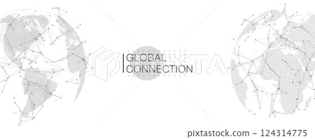 Global network connection banner design template. Big data visualization idea. Header social network communication in the global business concept. Internet technology. Vector illustration 124314775