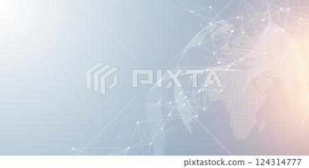 Global network connection banner design template. Big data visualization idea. Header social network communication in the global business concept. Internet technology. Vector illustration 124314777