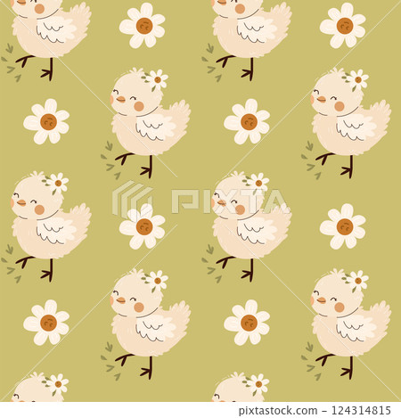 cute chick pattern . bird pattern . cute pattern with animals 124314815