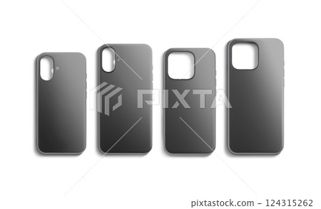 Blank black phone matte case mockup set, top view Blank black phone matte case mockup set, top view 124315262