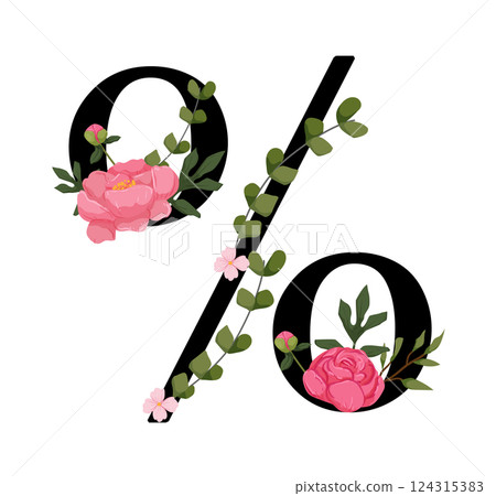 Vector sign with flowers decorations 124315383