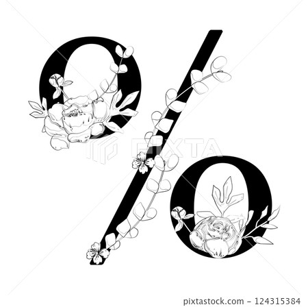 Vector sign with flowers decorations 124315384