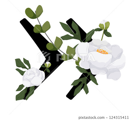 Vector sign with flowers decorations 124315411