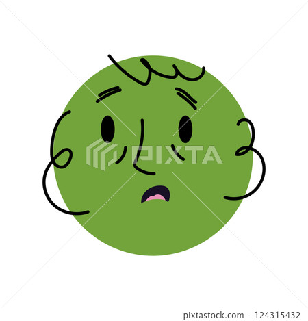 Green Smiley with Concerned Look 124315432