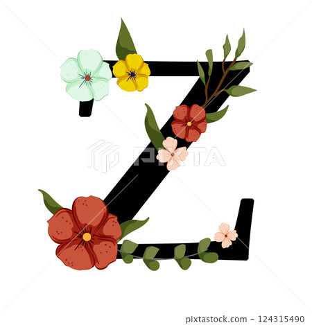 Vector sign with flowers decorations 124315490