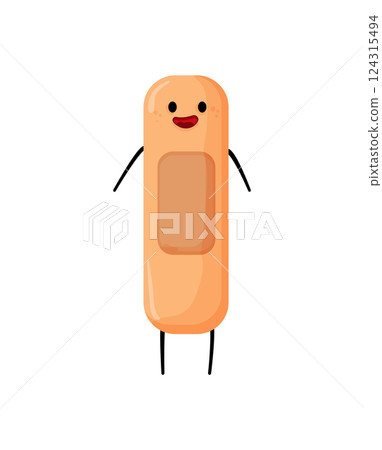 Happy Adhesive Bandage Character 124315494
