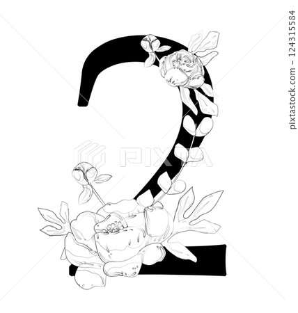 Vector sign with flowers decorations 124315584