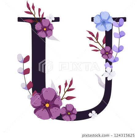 Vector sign with flowers decorations 124315625