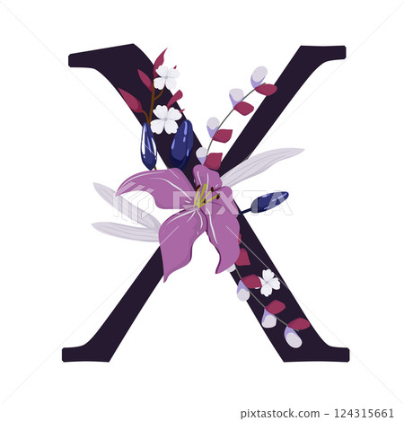 Vector sign with flowers decorations Vector sign with flowers decorations 124315661