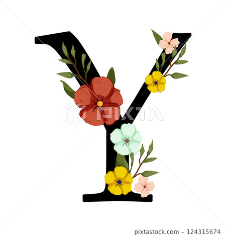 Vector sign with flowers decorations 124315674