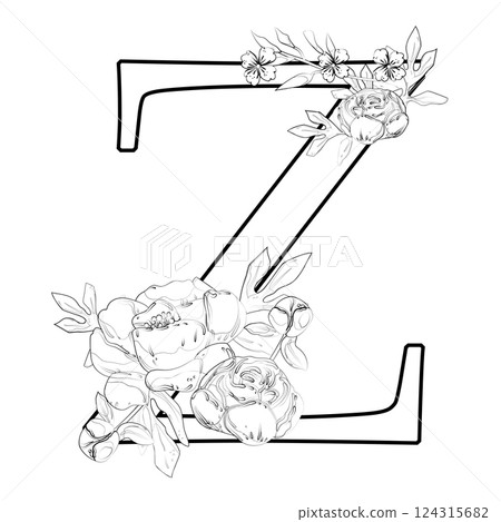 Vector sign with flowers decorations Vector sign with flowers decorations 124315682