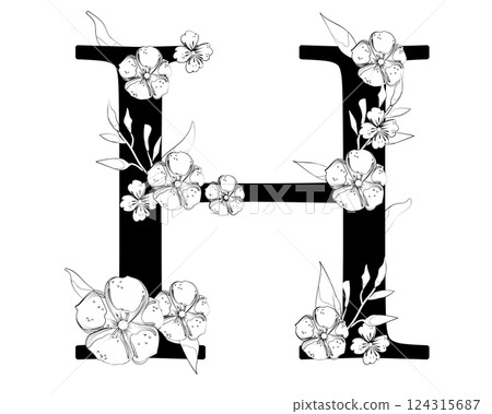 Vector sign with flowers decorations Vector sign with flowers decorations 124315687