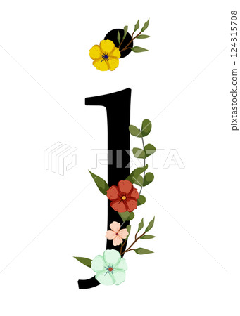 Vector sign with flowers decorations Vector sign with flowers decorations 124315708