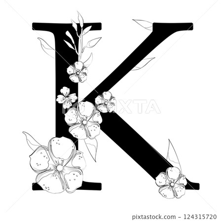 Vector sign with flowers decorations Vector sign with flowers decorations 124315720