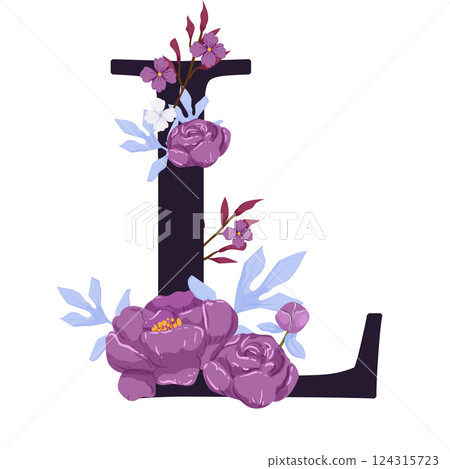 Vector sign with flowers decorations Vector sign with flowers decorations 124315723