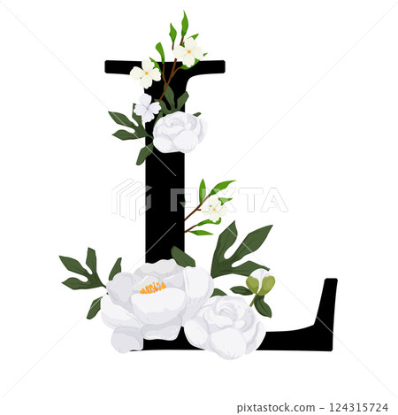 Vector sign with flowers decorations 124315724