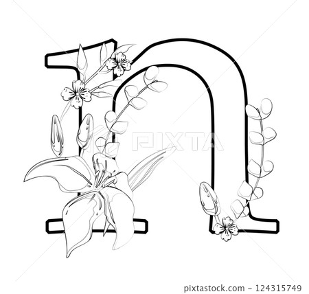 Vector sign with flowers decorations 124315749
