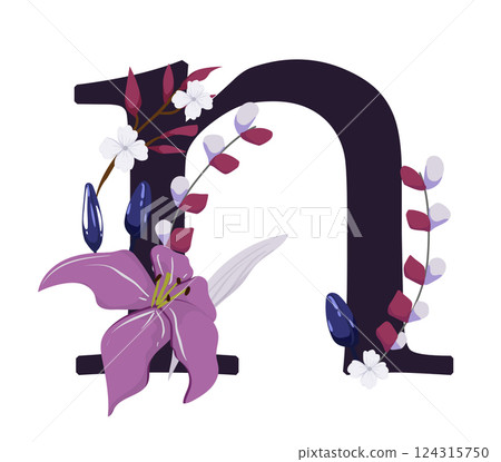 Vector sign with flowers decorations Vector sign with flowers decorations 124315750