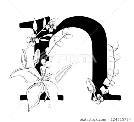Vector sign with flowers decorations 124315754