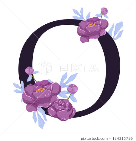 Vector sign with flowers decorations 124315756