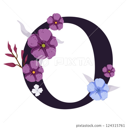 Vector sign with flowers decorations 124315761