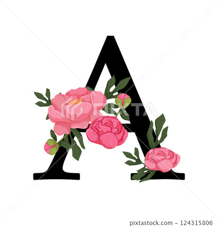 Vector sign with flowers decorations 124315806