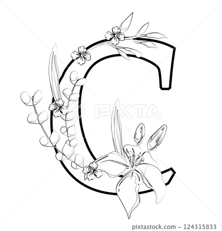 Vector sign with flowers decorations 124315833