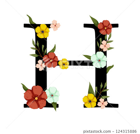 Vector sign with flowers decorations 124315886