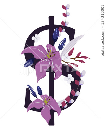 Vector sign with flowers decorations 124316003