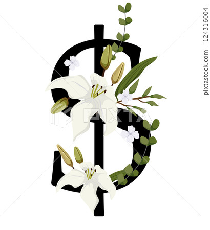 Vector sign with flowers decorations 124316004